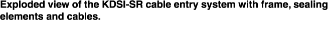 Exploded view of the KDSI SR cable entry system with frame, sealing elements and cables.