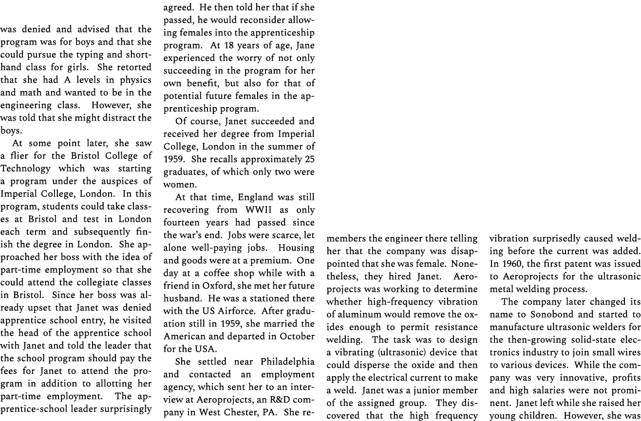 was denied and advised that the program was for boys and that she could pursue the typing and shorthand class for gir...