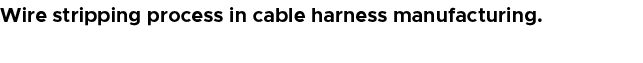 Wire stripping process in cable harness manufacturing.