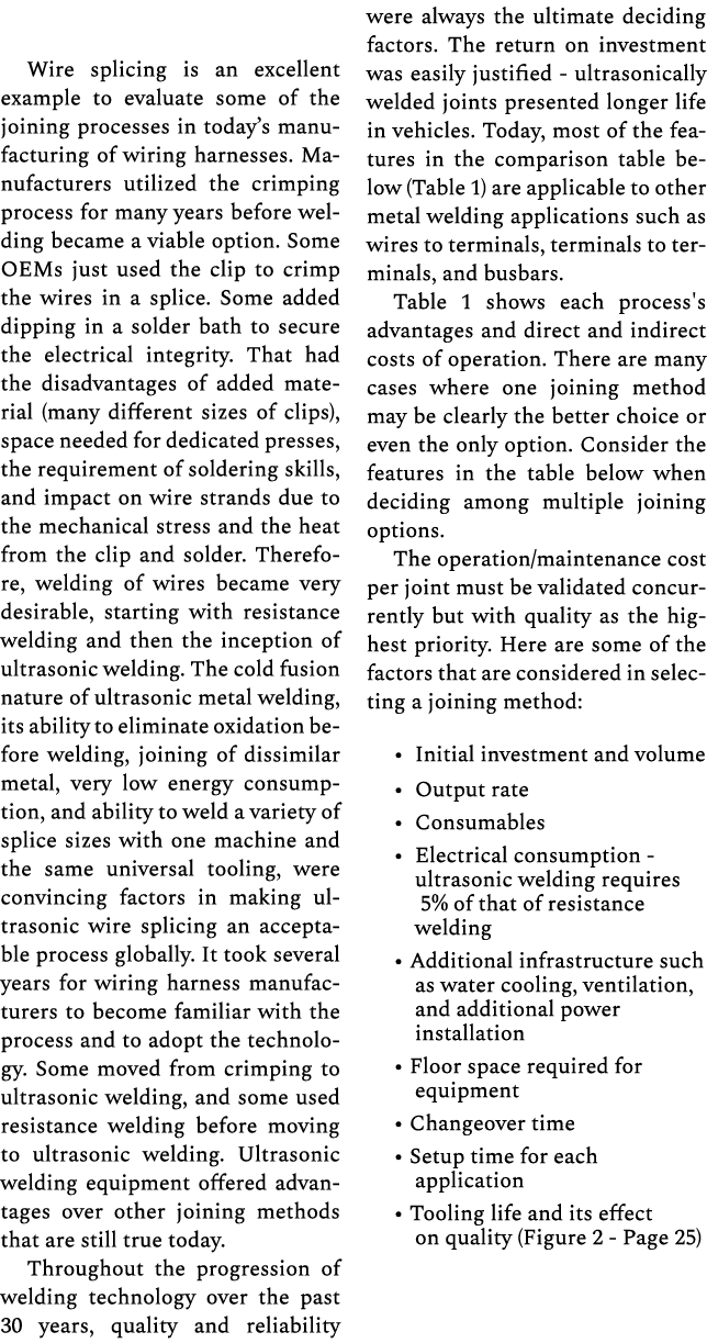 Wire splicing is an excellent example to evaluate some of the joining processes in today’s manufacturing of wiring ha...