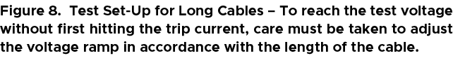 Figure 8. Test Set Up for Long Cables – To reach the test voltage without first hitting the trip current, care must b...