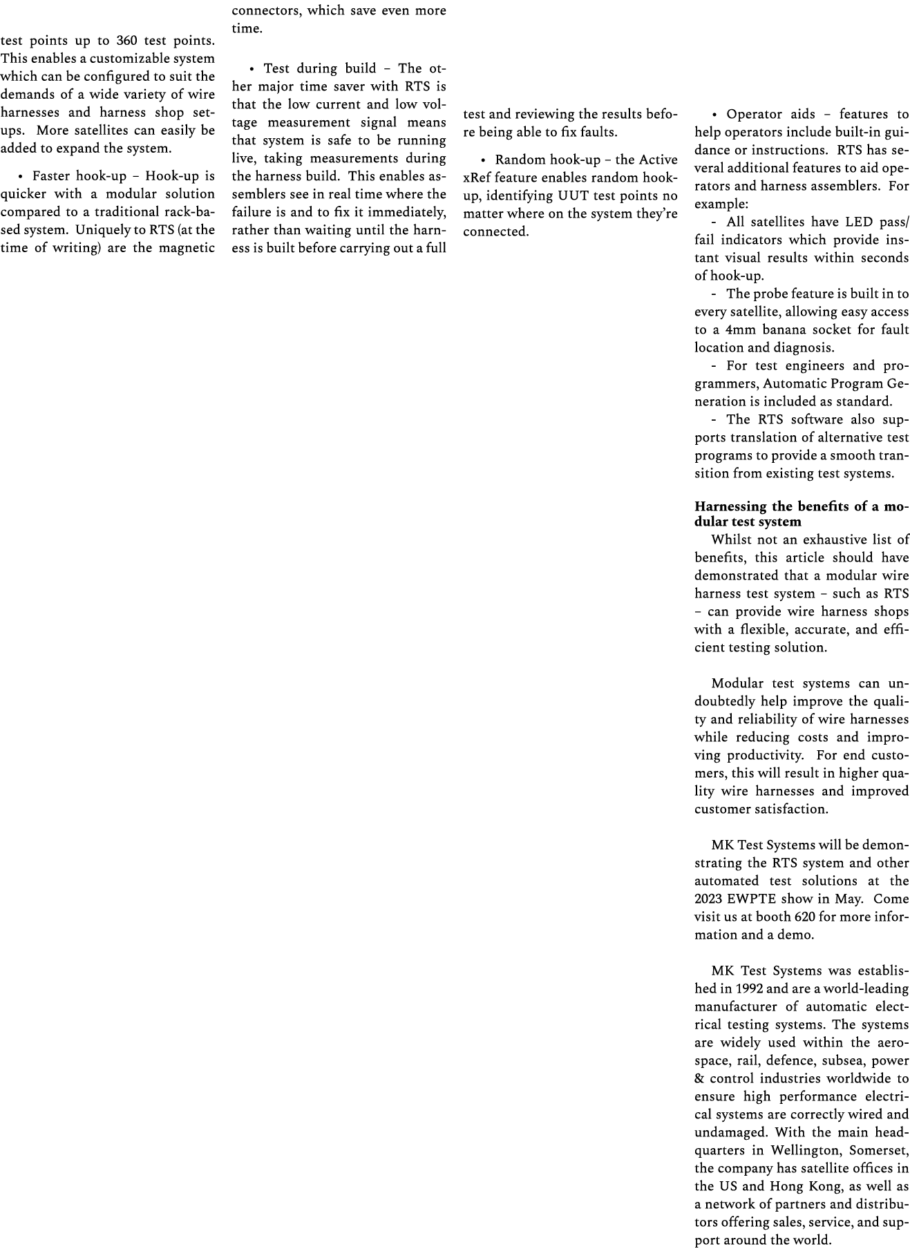 test points up to 360 test points. This enables a customizable system which can be configured to suit the demands of ...