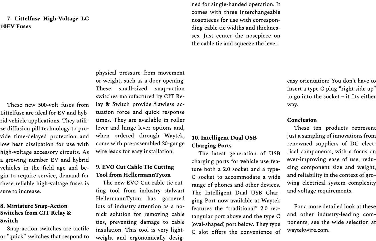 7. Littelfuse High Voltage LC 10EV Fuses These new 500 volt fuses from Littelfuse are ideal for EV and hybrid vehicle...