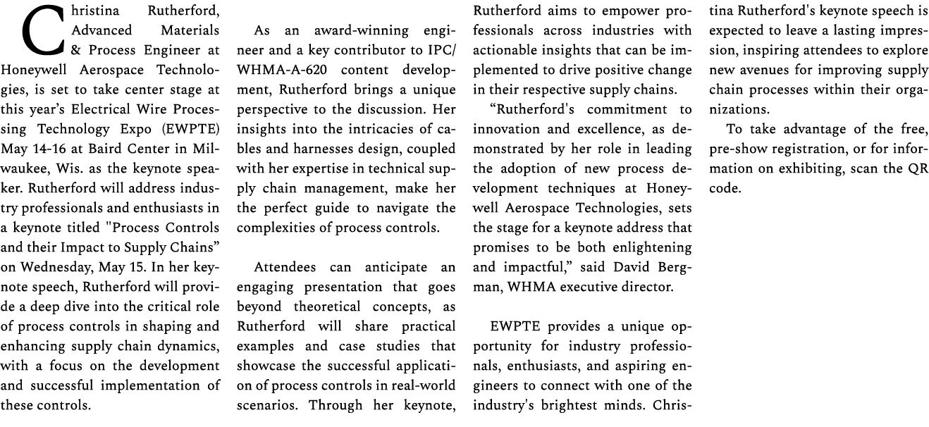 Christina Rutherford, Advanced Materials & Process Engineer at Honeywell Aerospace Technologies, is set to take cente...