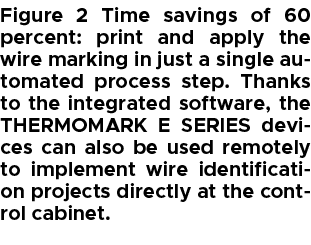 Figure 2 Time savings of 60 percent: print and apply the wire marking in just a single automated process step. Thanks...