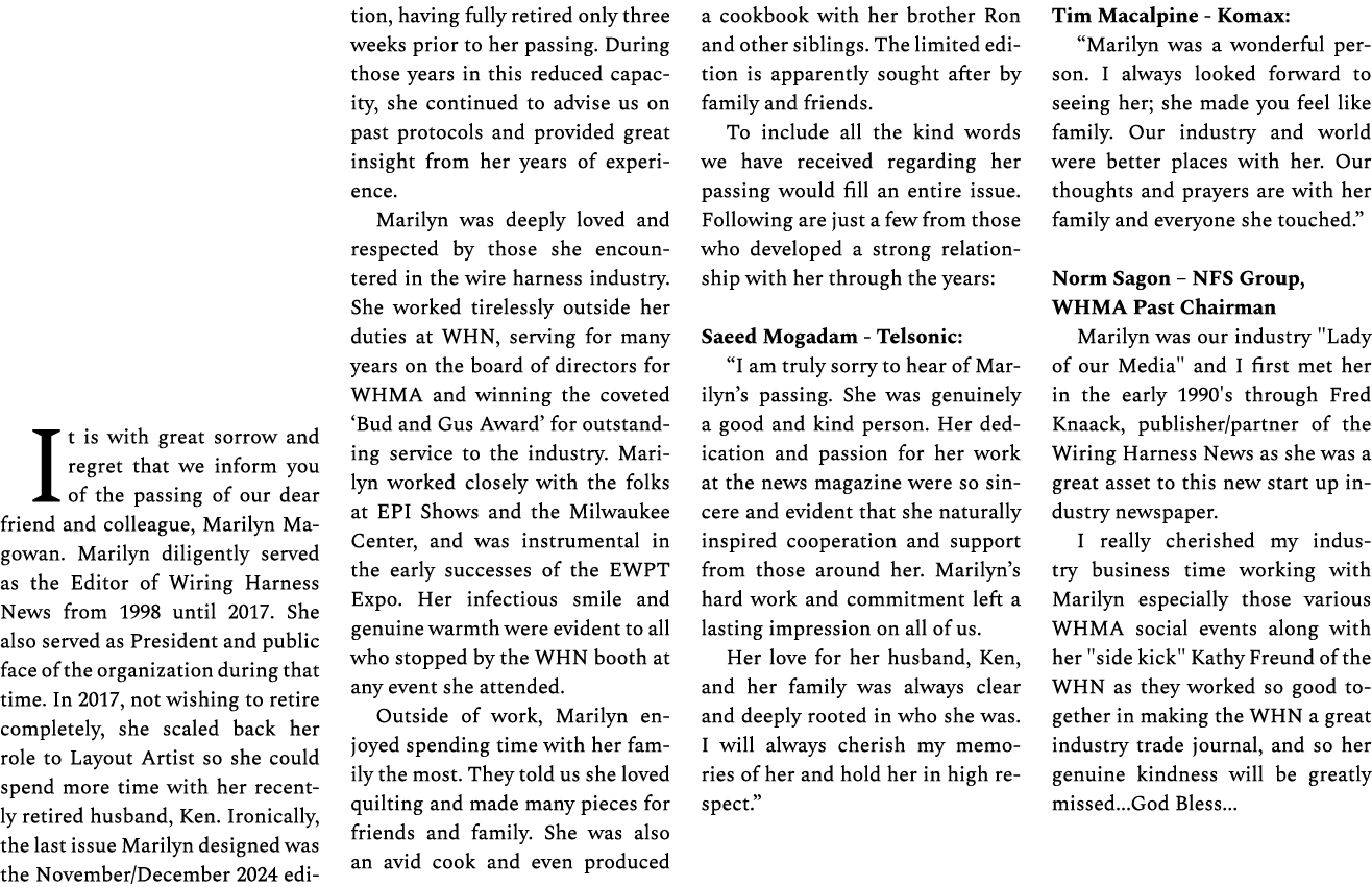 It is with great sorrow and regret that we inform you of the passing of our dear friend and colleague, Marilyn Magowa...