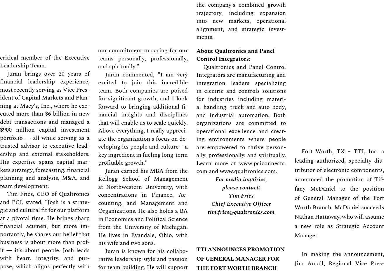 critical member of the Executive Leadership Team. Juran brings over 20 years of financial leadership experience, most...