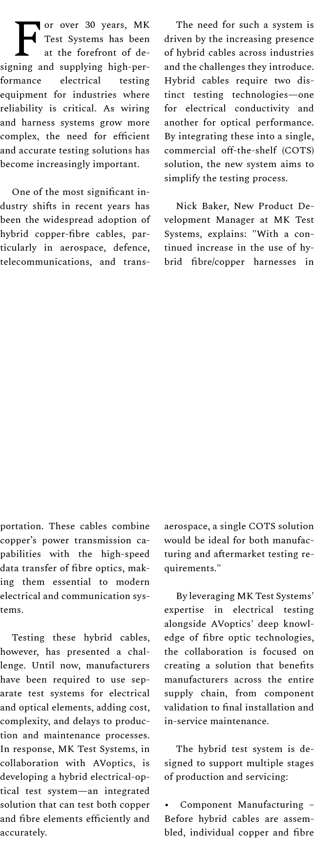 For over 30 years, MK Test Systems has been at the forefront of designing and supplying high performance electrical t...