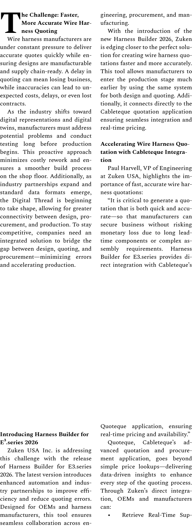 The Challenge: Faster, More Accurate Wire Harness Quoting Wire harness manufacturers are under constant pressure to d...
