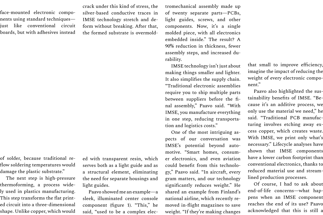 face mounted electronic components using standard techniques—just like conventional circuit boards, but with adhesive...
