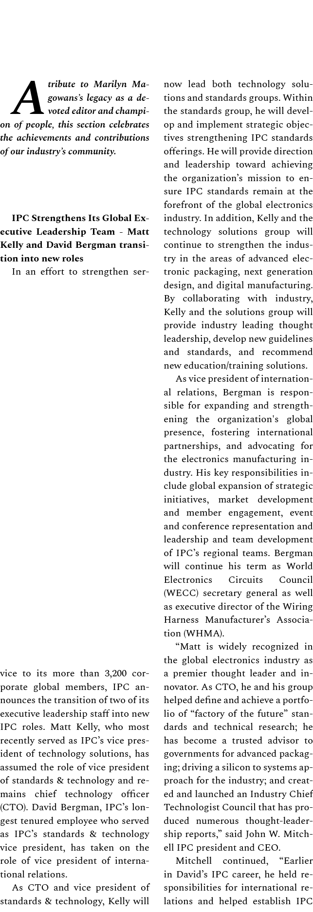 A tribute to Marilyn Magowans’s legacy as a devoted editor and champion of people, this section celebrates the achiev...