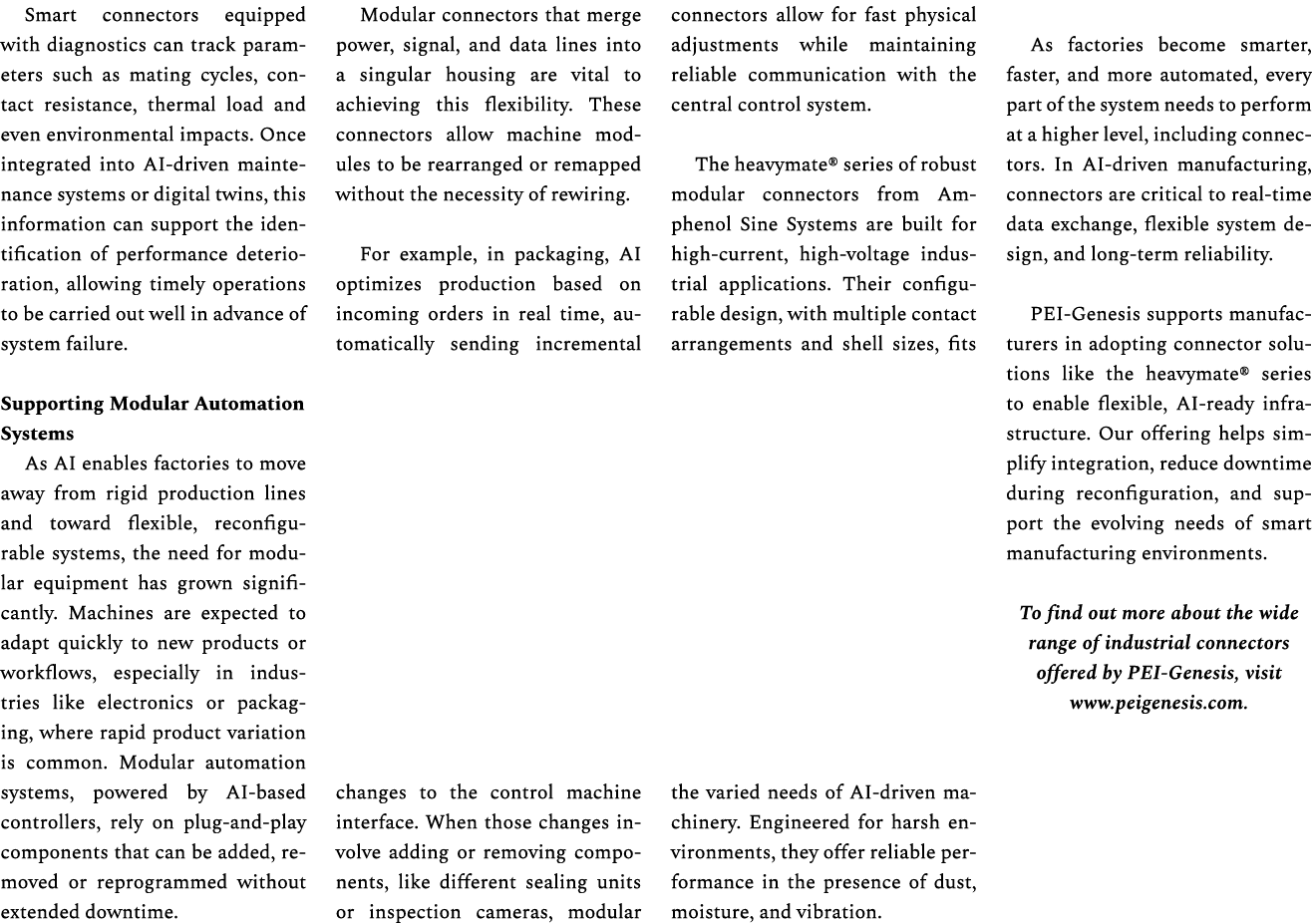 Smart connectors equipped with diagnostics can track parameters such as mating cycles, contact resistance, thermal lo...