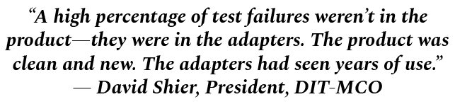 “A high percentage of test failures weren’t in the product—they were in the adapters. The product was clean and new. ...