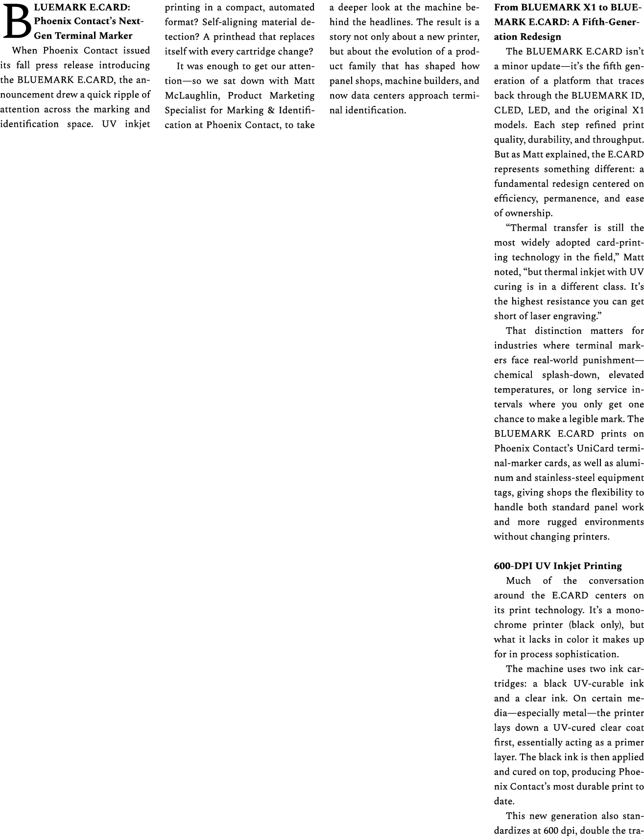 BLUEMARK E.CARD: Phoenix Contact’s Next Gen Terminal Marker When Phoenix Contact issued its fall press release introd...