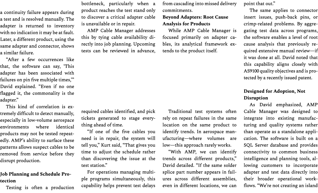 a continuity failure appears during a test and is resolved manually. The adapter is returned to inventory with no ind...