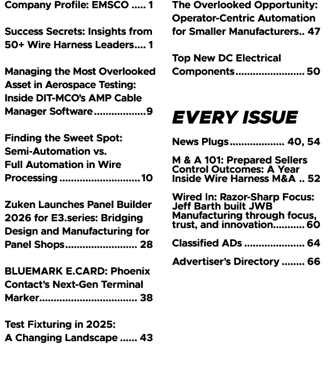 Company Profile: EMSCO 1 Success Secrets: Insights from 50+ Wire Harness Leaders 1 Managing the Most Overlooked Asset...