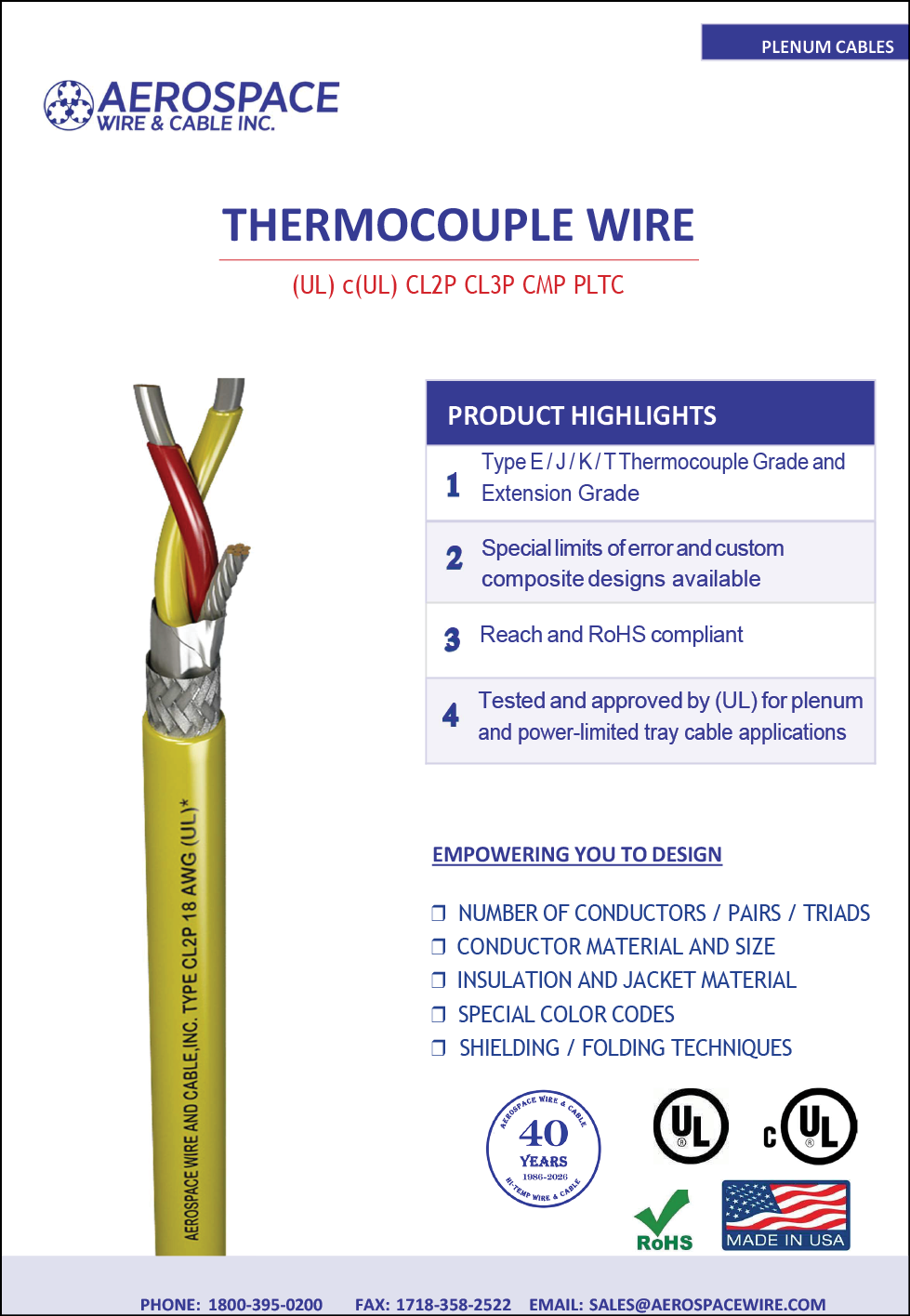 A thermocouple wire is shown in a blue and white advertisement. AI generated content