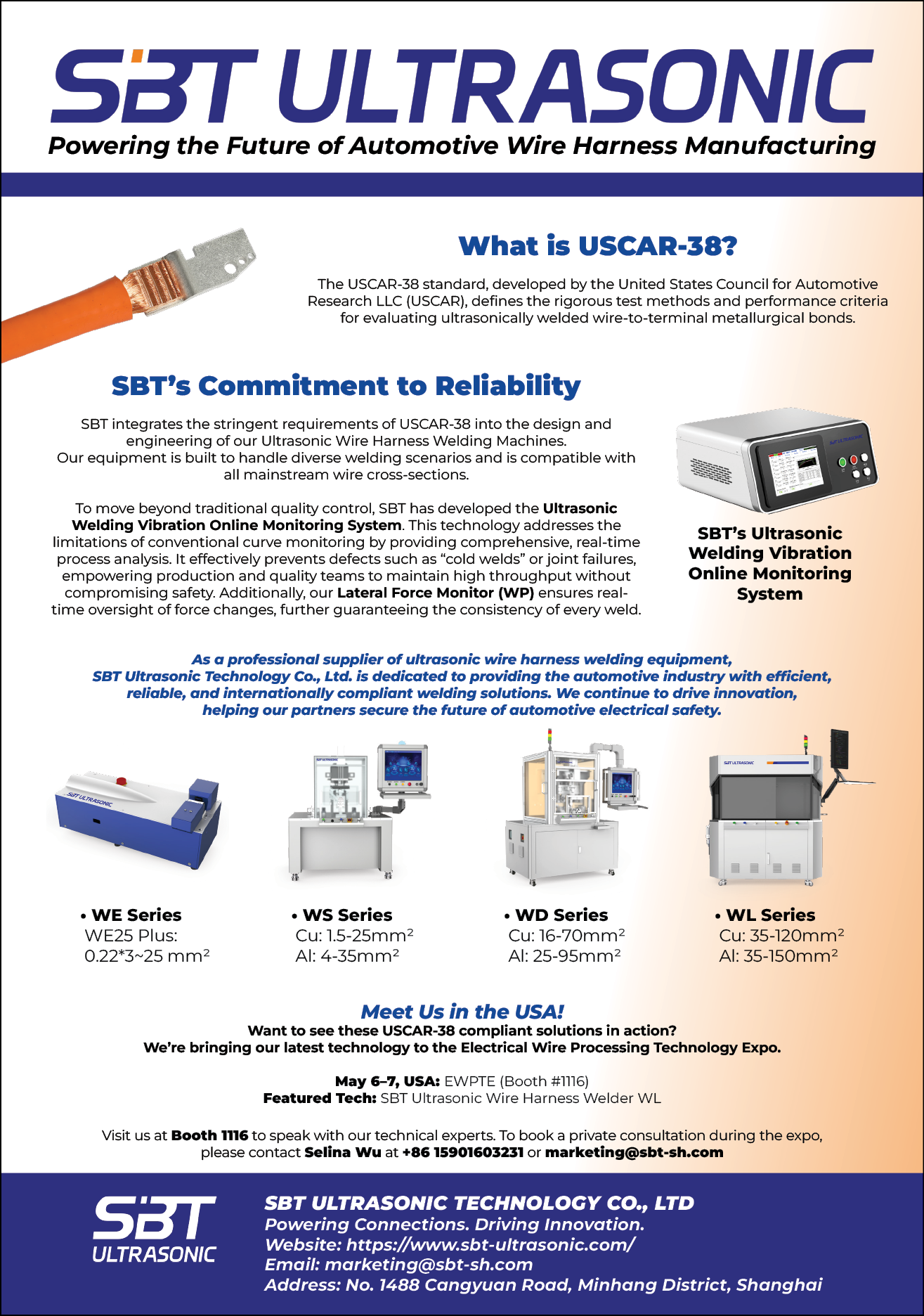 A brochure for SBT Ultrasonic, a company that specializes in automotive wire harness manufacturing. AI generated content