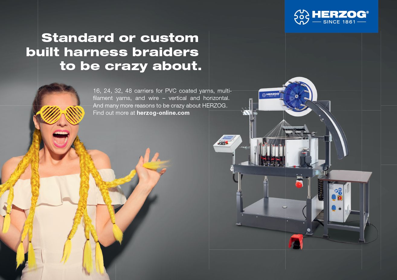 A woman with a wig made of yellow hair is shown on a poster with a machine in the background. AI generated content
