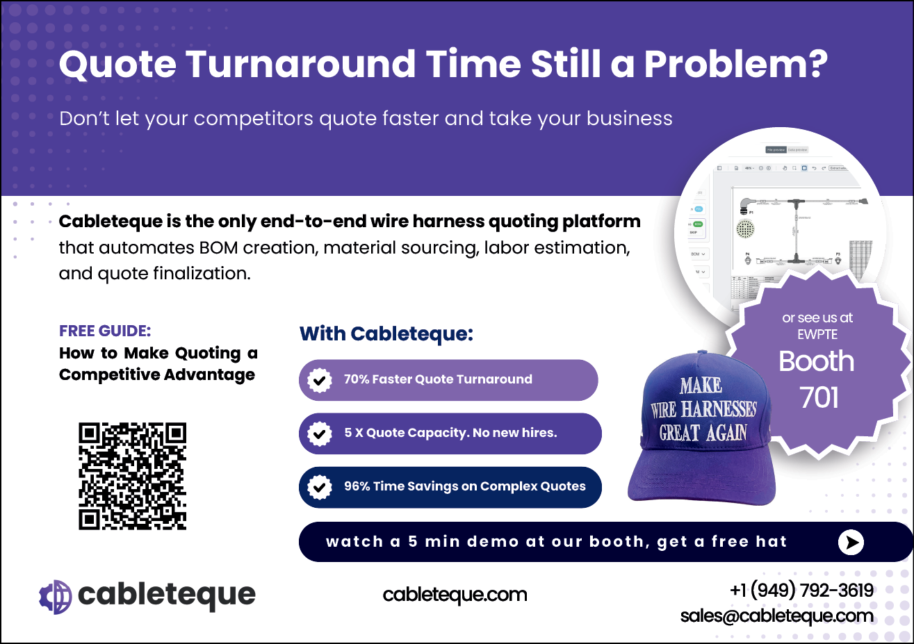A flyer for a company called Cableteque is displayed. AI generated content