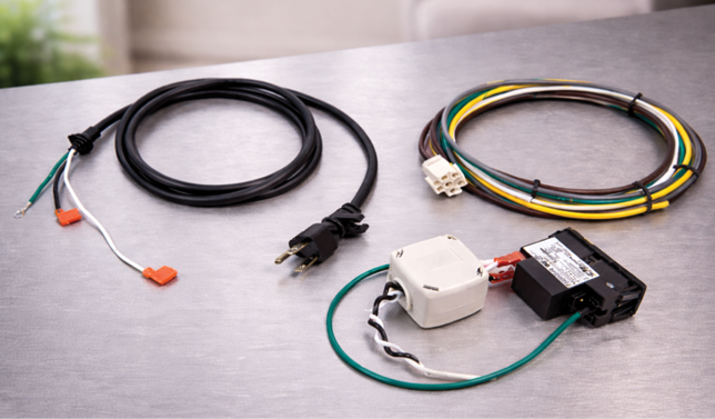 A table with various electrical wires and connectors on it. AI generated content