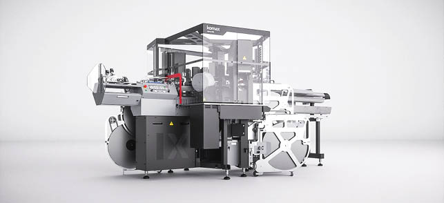 A large machine with a red wire is in the process of assembling a product. AI generated content