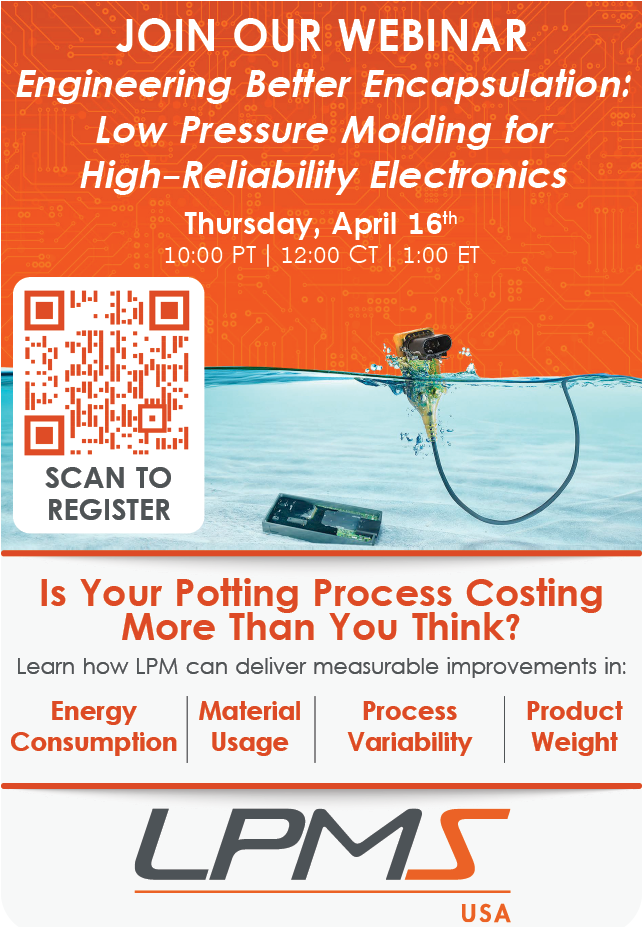 A flyer advertises a webinar on engineering better encapsulation for high-reliability electronics. AI generated content