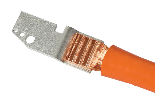A piece of orange wire with a copper strip on it. AI generated content