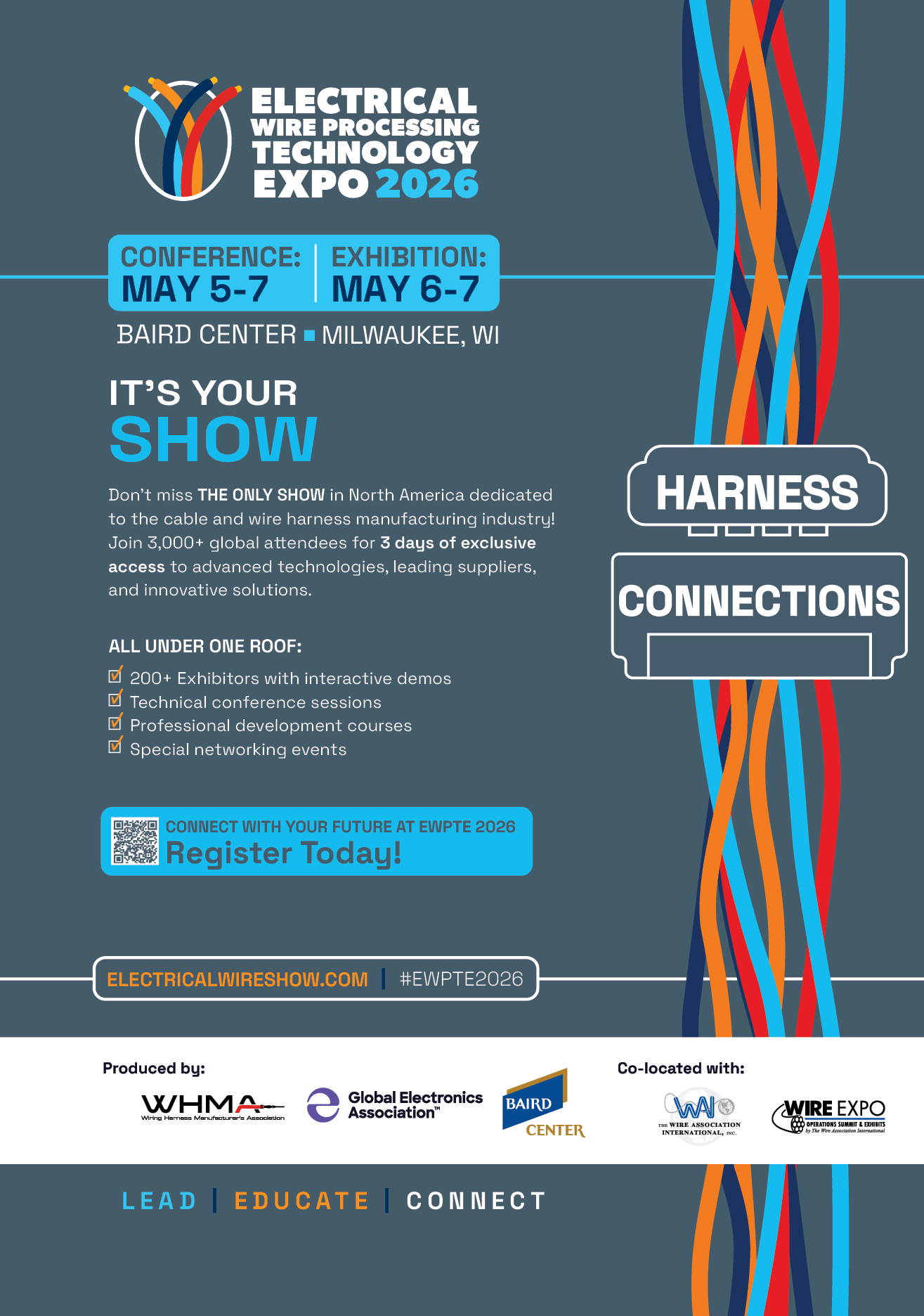 A flyer advertises an Electrical Technology Expo in Milwaukee. AI generated content