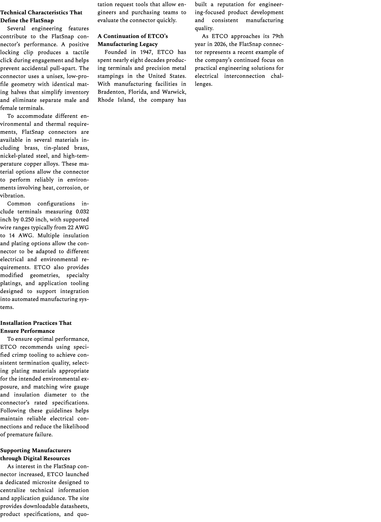 Technical Characteristics That Define the FlatSnap Several engineering features contribute to the FlatSnap connector’...