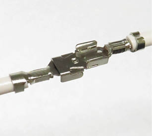 A white wire with a connector on it. AI generated content