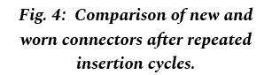 Fig. 4: Comparison of new and worn connectors after repeated insertion cycles.
