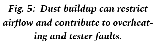Fig. 5: Dust buildup can restrict airflow and contribute to overheating and tester faults.