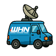 A blue van with a satellite dish on top is parked. AI generated content