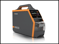 A large gray and orange machine with a digital screen. AI generated content