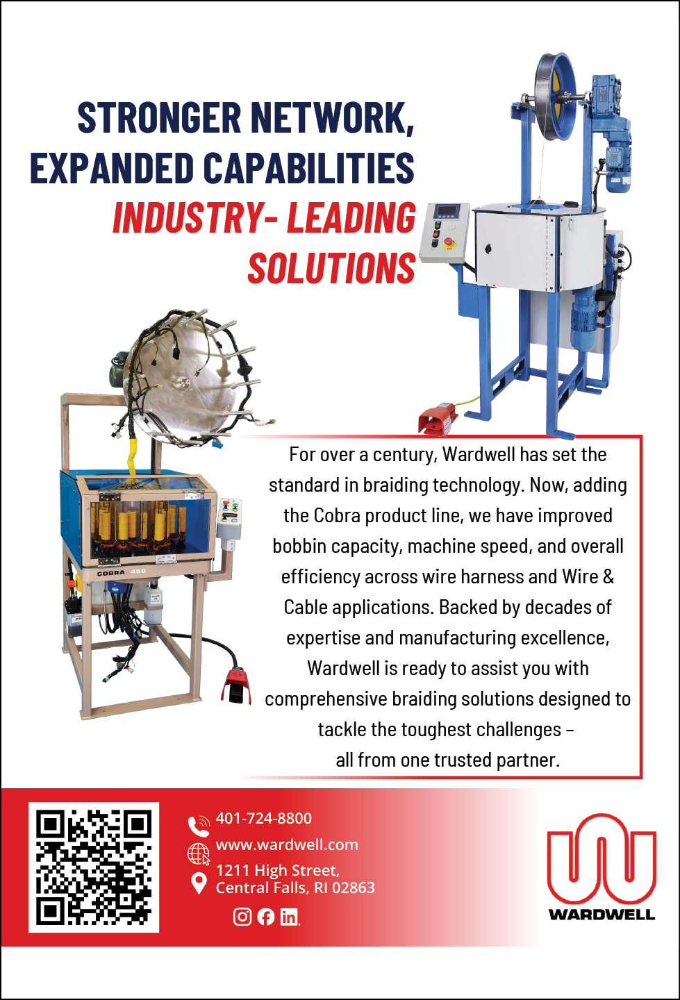A brochure for WARDWELL, a company that specializes in expanding capabilities and leading solutions. Description generated by AI