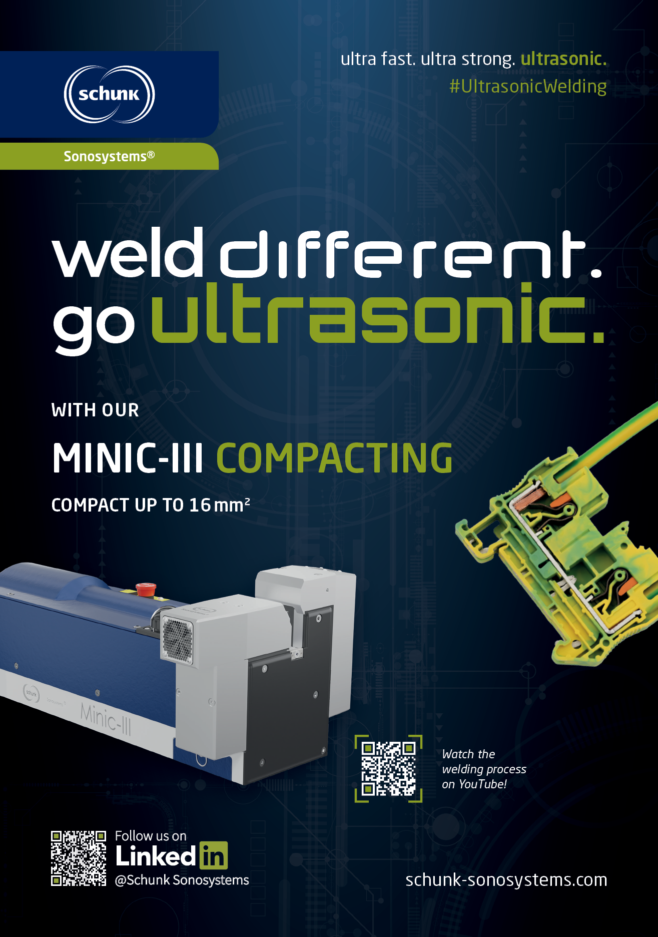 A poster advertising a machine that welds different materials. Description generated by AI