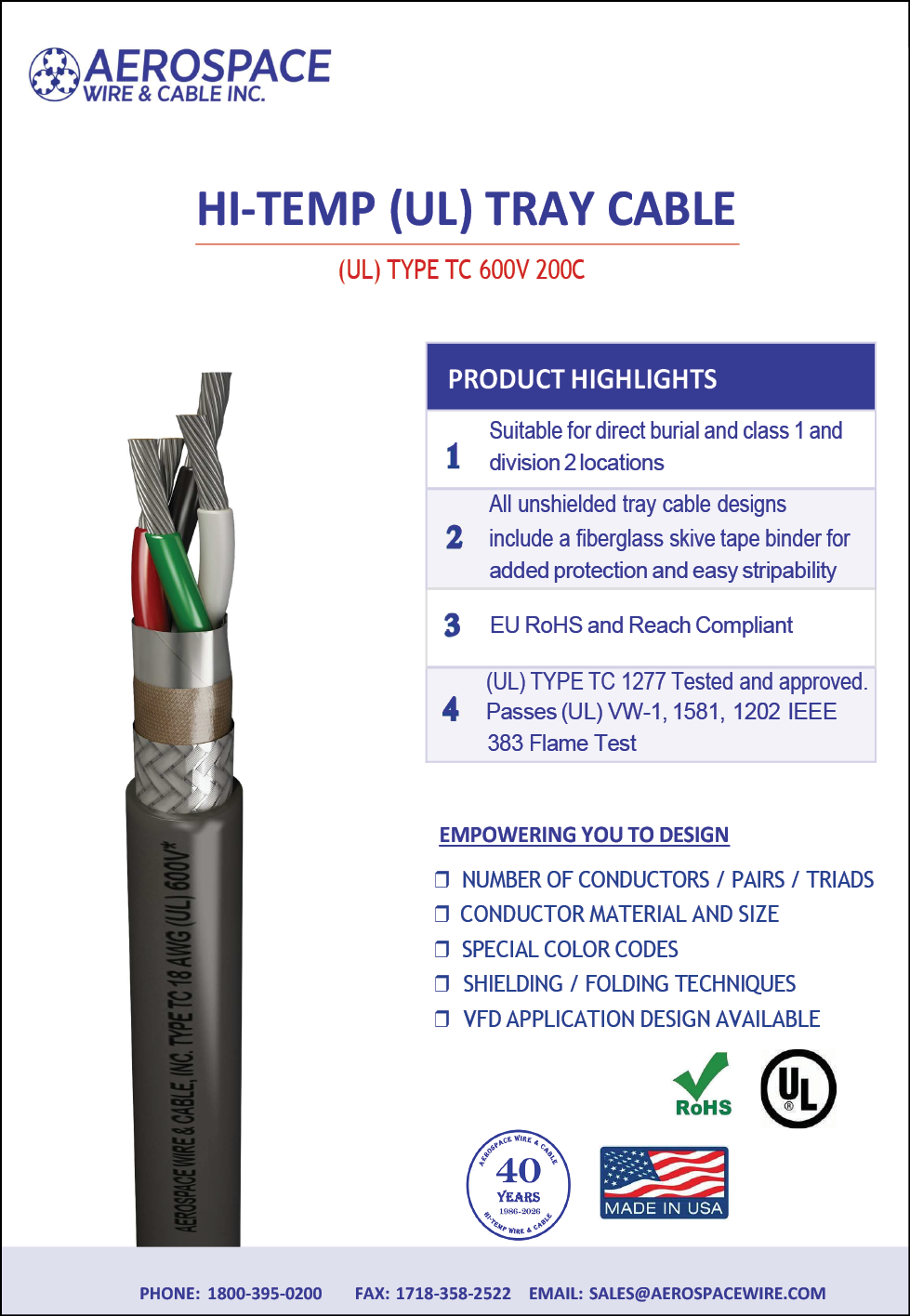 A thermocouple wire advertisement. Description generated by AI
