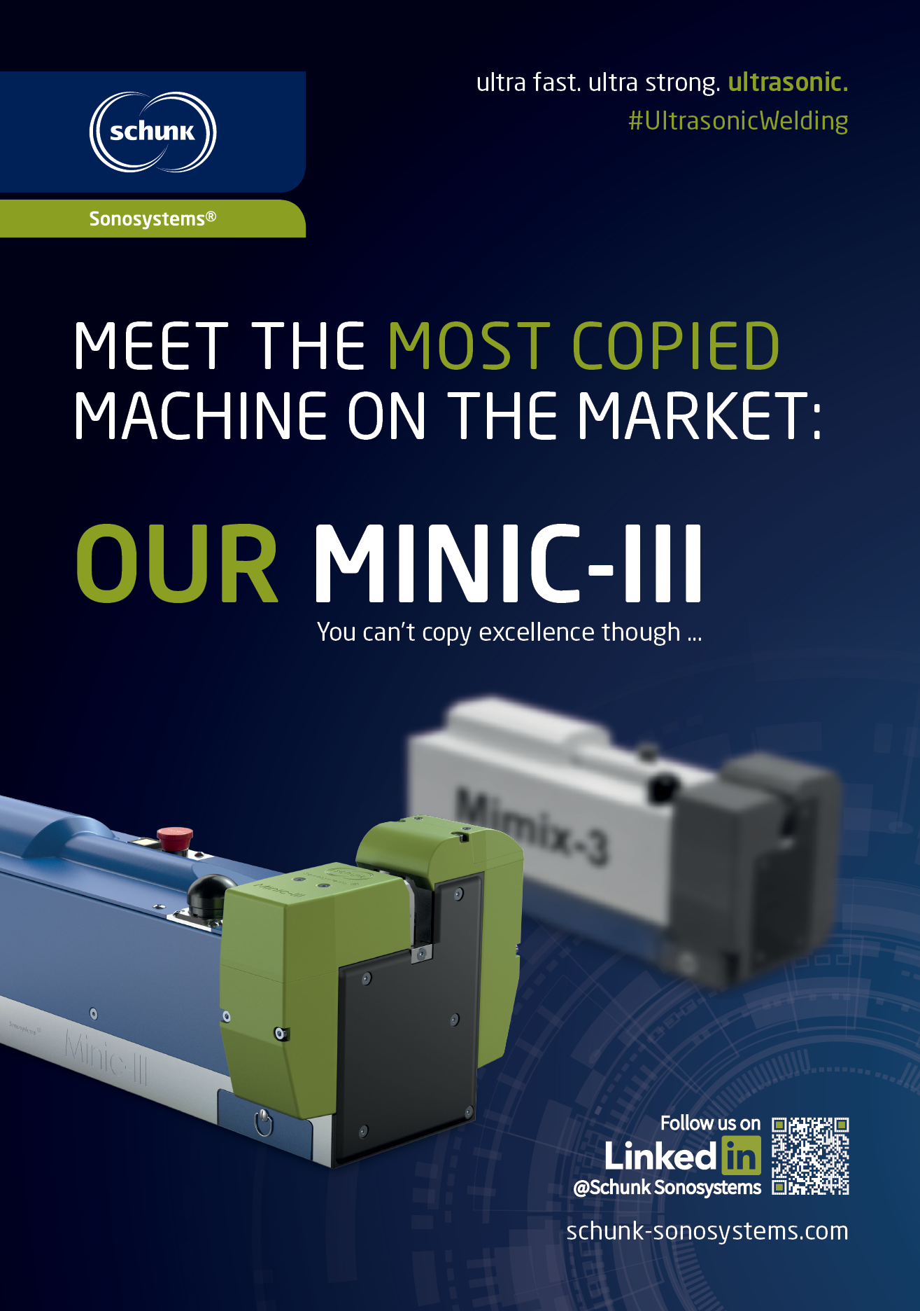 A poster advertising a machine that welds different materials. Description generated by AI