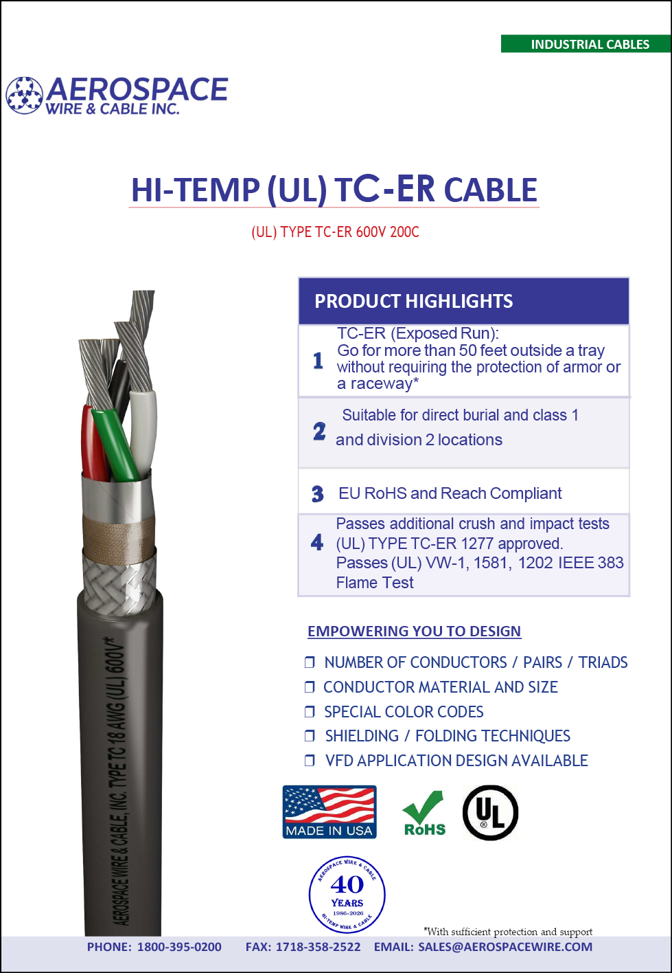 A thermocouple wire advertisement. Description generated by AI