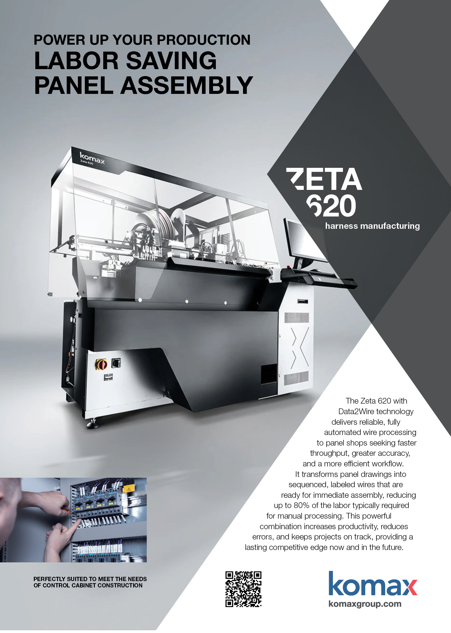 A poster advertising a machine that makes panels. Description generated by AI